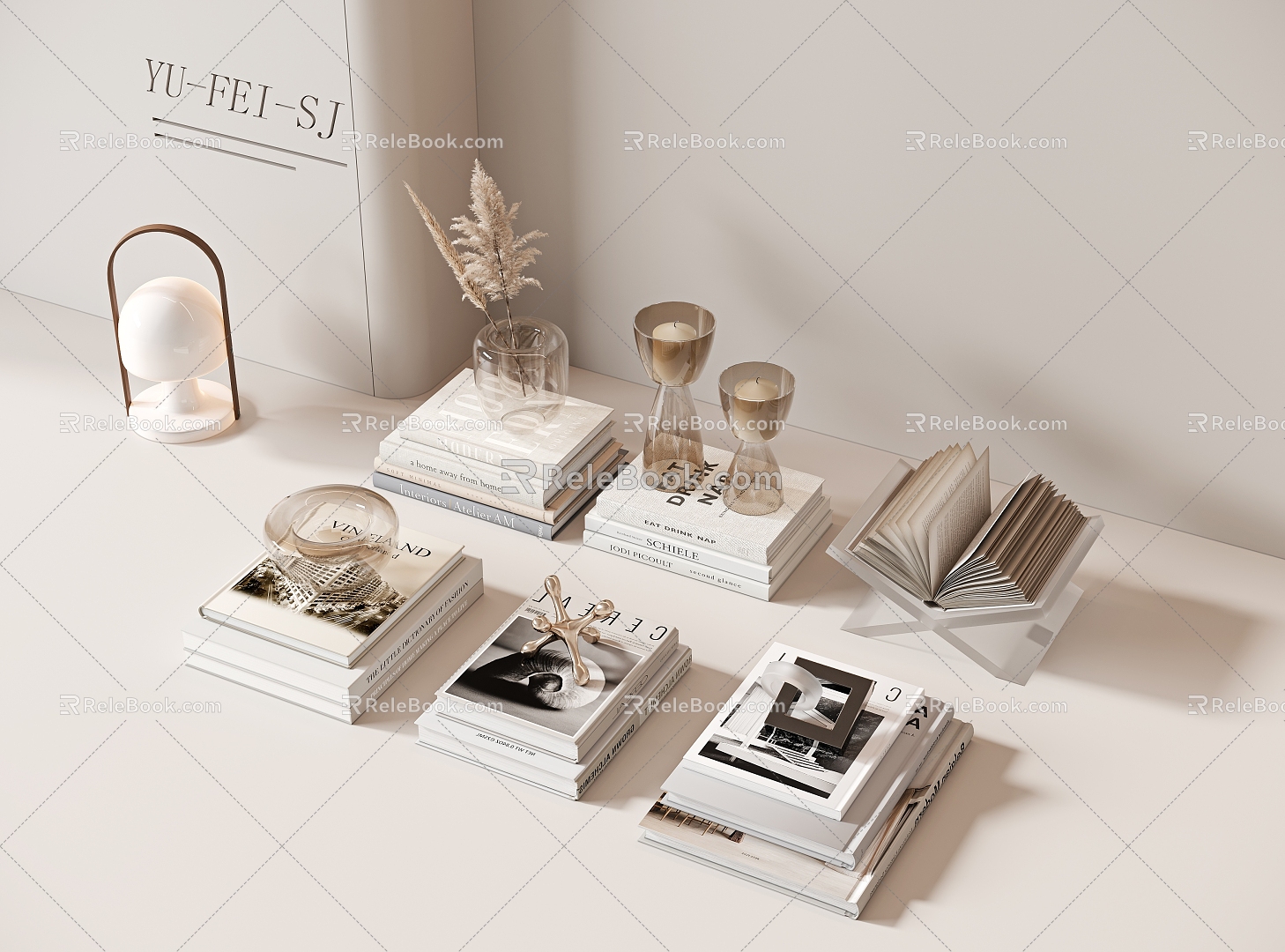 Modern Book Book Ornaments Combination 3d model