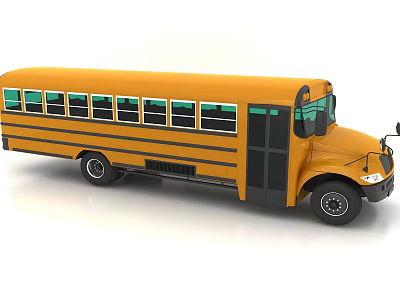 Yellow School Bus Side View With Multiple Windows And Black Doors Exterior Design 3d model