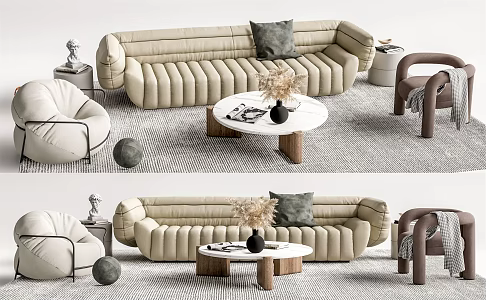 Modern Baxter Sofa Coffee Table Combo 3d model