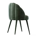 Elegant Velvet Chair With Curved Back And Slim Wooden Legs Design