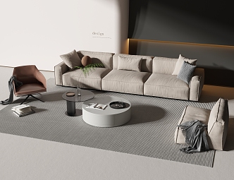 Sofa Coffee Table Combination Sofa Single Chair Coffee Table 3d model