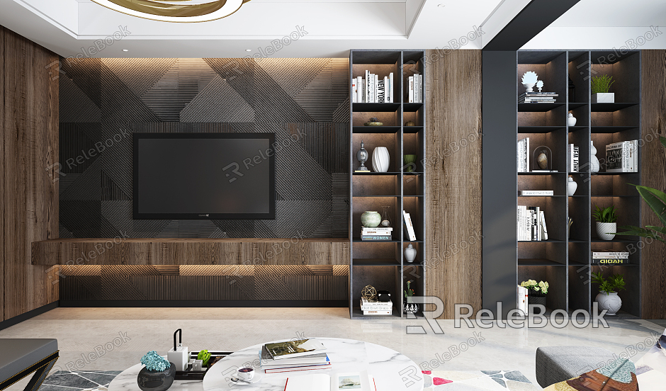 Modern TV background wall model