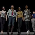 Group of Women Standing Together in Different Fashion Styles and Outfits
