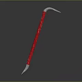 Metal Crowbar Tool With Red Handle Curved Head And Sharp Tip