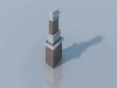 Swing Door Design With Brick And White Tower Like Structure Elements 3d model