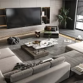 Living room sofa coffee table combination multi-person corner sofa coffee table leisure chair side table corner table 3d model