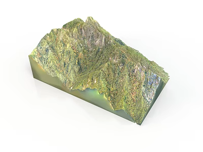 Realistic 3D Mountain Terrain Model With Detailed Texture And Green Vegetation 3d model