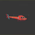 Vibrant Red Helicopter with Rotors Landing Gear and Cockpit Windows