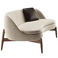 Modern Gray and Beige Sofa With Dark Brown Cushions and Wooden Legs