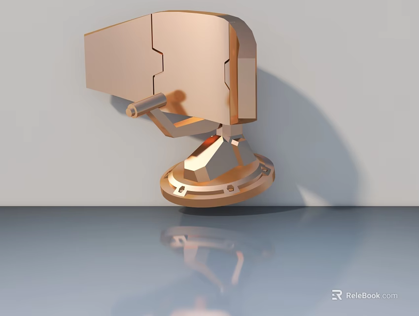 Modern Swing Door Hardware with Sleek Brass Metal Finish and Reflective Base 3d model 
