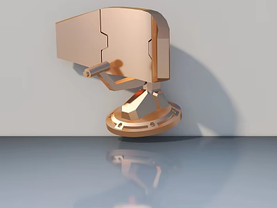 Modern Swing Door Hardware with Sleek Brass Metal Finish and Reflective Base 3d model