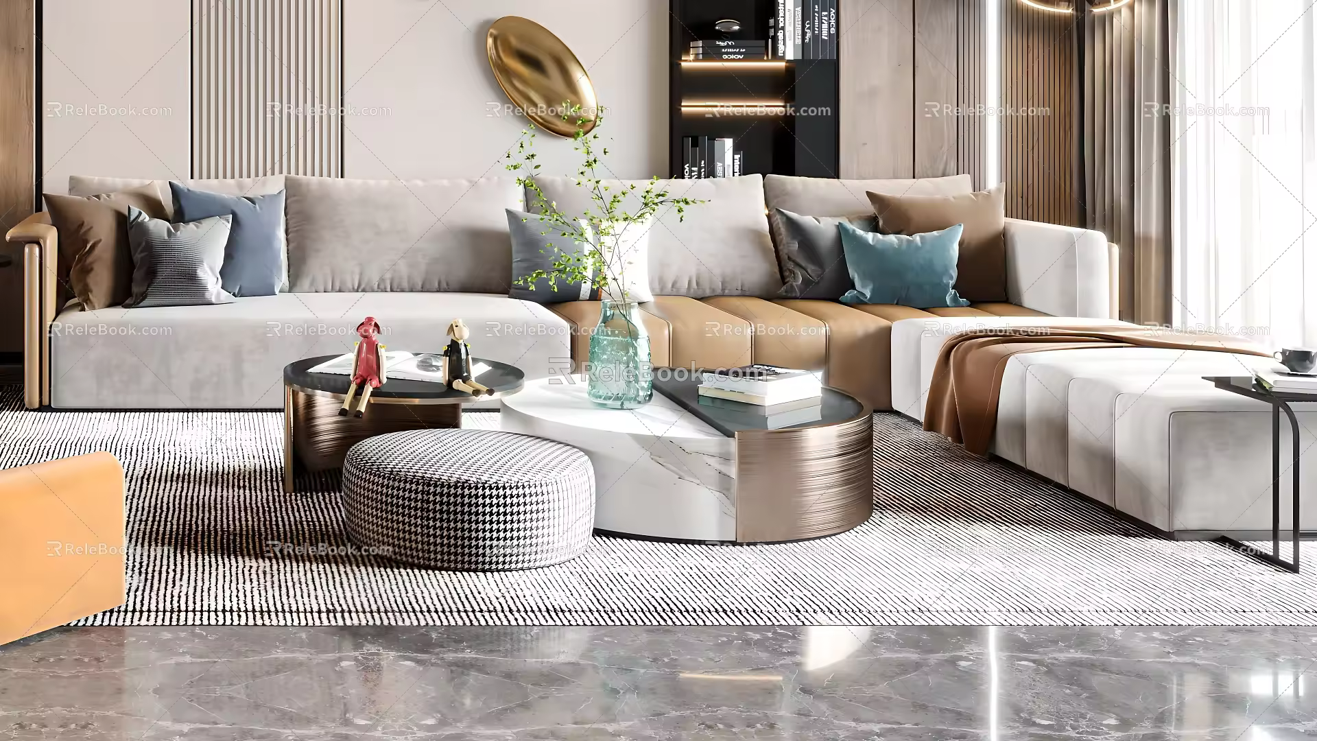 Sofa coffee table combination 3d model