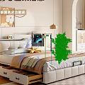 Elegant Cream White Upholstered Double Bed With Soft Bedding For Warm Cozy Aesthetic Bedroom Interior