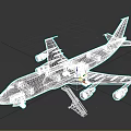 United States of America Airliner With Blue Nose White Fuselage Four Engines And Boarding Stairs