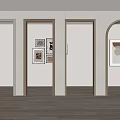 Casement Door Design In Modern Interior With Wooden Frames And Wall Art Decor