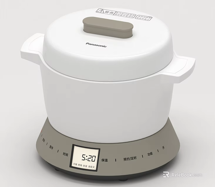 Panasonic Electric Rice Cooker With White Design And Digital Display For Daily Use 3d model 
