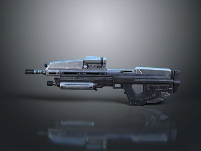 Futuristic Sci Fi Weapon With Metallic Body Scope Barrel And Tactical Grip 3d model