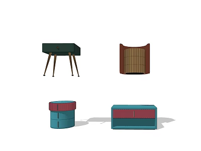 Diverse Colored Bedside Tables With Unique Shapes And Modern Designs 3d model