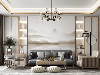 New Chinese Living Room 3d model
