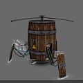 Wooden Barrel Shaped Electric Toy With Propeller Mechanical Legs And Control Panel