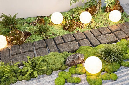 Modern Tingbu Stone Head Paving Courtyard Garden Road Path Landscape Micro Terrain 3d model