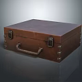 Vintage Brown Leather Case With Metal Clasps Handle And Classic Design