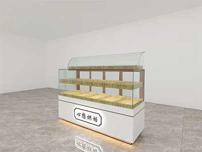 Transparent Glass Display Shelf with Multiple Layers for Bakery Dessert Showcase 3d model