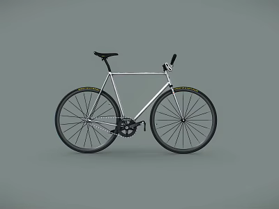 Modern Sleek Bicycle With Silver Frame Black Seat And Yellow Tire Edges 3d model