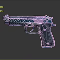 Blue 3D Rendered Modern Pistol With White Polka Dot Pattern And Sleek Design 3d model
