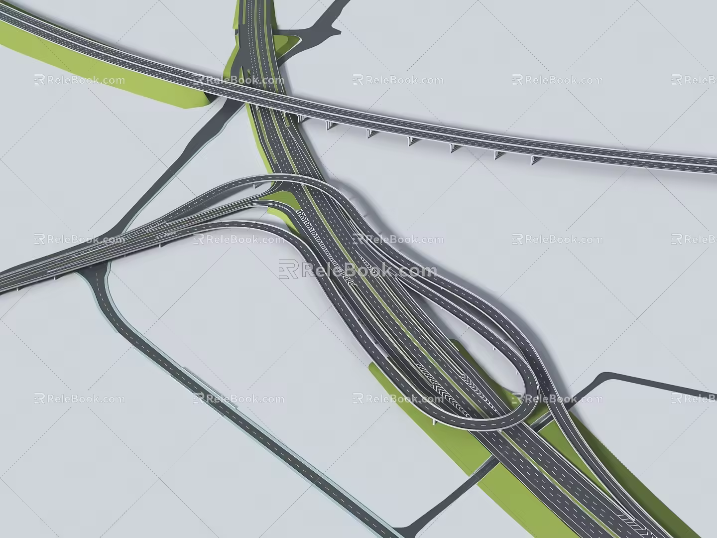 modern interchange three-dimensional traffic overpass viaduct traffic hub 3d model