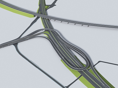 modern interchange three-dimensional traffic overpass viaduct traffic hub 3d model