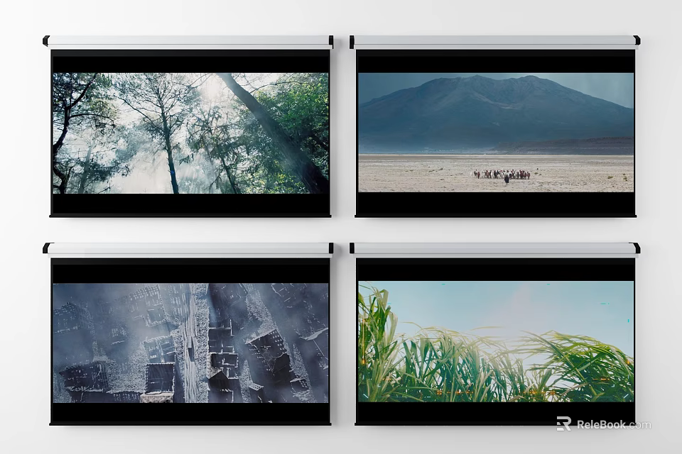 Collection of Natural And Cultural Scenes With Forest Mountain Lake Ruins And Grassland 3d model 