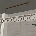 Modern Ceiling Mounted Chandelier With Multiple Round Bulbs And Grid Patterned Wall 3d model