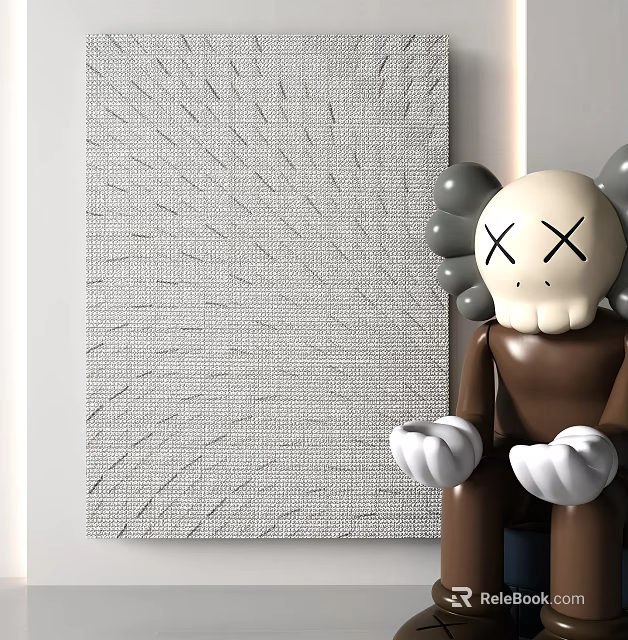 Square Rug With Light Gray Radiating Textured Pattern And Brown White Decorative Figure 3d model 