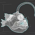 Deep Sea Anglerfish With Colorful Stripes Large Green Eyes Sharp Teeth And Bioluminescent Lure