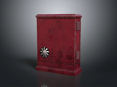 Vintage Red Computer Tower Featuring Textured Surface Circular Front Vent Ventilation Holes And Stable Base 3d model