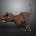 Tyrannosaurus Rex Dinosaur Model With Brown Skin Sharp Teeth Claws And Standing Pose