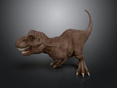 Tyrannosaurus Rex Dinosaur Model With Brown Skin Sharp Teeth Claws And Standing Pose 3d model
