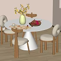 Modern Cream Style Dining Table and Chair 3d model
