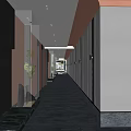 Luxurious Modern Hotel Corridor Interior Design With Marble Flooring And Warm Lighting