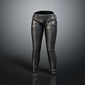 Black Leather Pants With Studded Belt And Buckle Stylish Fitted Design