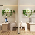 Modern Hospital Outpatient Clinic Space With Plants Glass Block And Wooden Floor