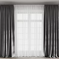 Gray Curtains With White Sheer Panels For Bright Window In Elegant Room