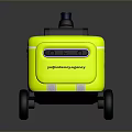 Yellow And Black Emergency Robot With Hello Emergency Label And Wheels 3d model