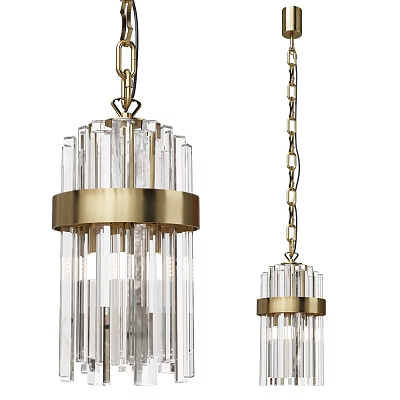 Elegant Modern Crystal Chandeliers With Clear Rods Brass Rings And Hanging Chains 3d model