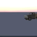 Vintage Olive Green Truck With Open Wooden Cargo Bed And Large Tires