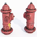 Vintage Red Fire Hydrants with Metal Bolts and Top Caps Essential Fire Safety Devices