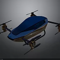 Futuristic Space Aerial Vehicle With Blue Exterior Multiple Propellers And Advanced Design