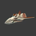 Futuristic Sleek Spaceship Design With White And Brown Color And Wing Structure
