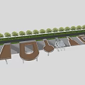 Roadside Facilities With Continuous Benches Row Of Trees And Wooden Rest Areas